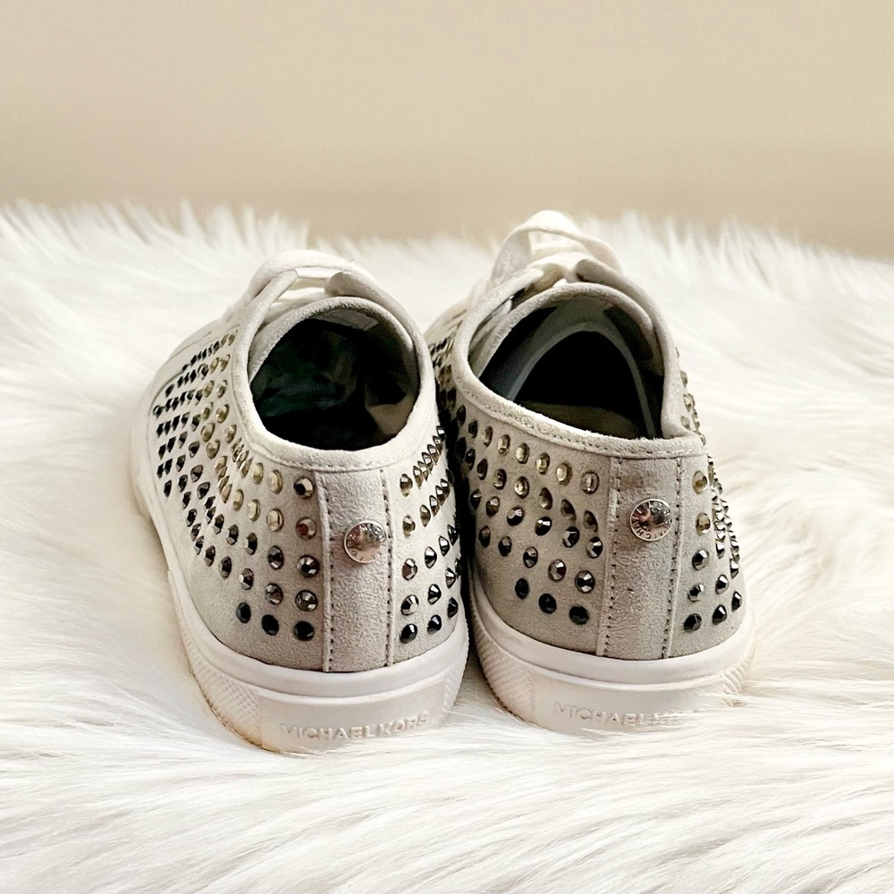 MICHAEL Michael Kors Gray Suede Rhinestone Studded Sneakers - Picture 6 of 6